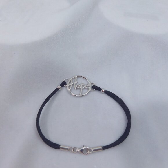 Ladies Black Cord Bracelet - "Hope" - Picture 1 of 3